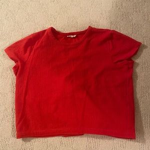 Madewell Cropped Red Blouse w Open Back Sz L